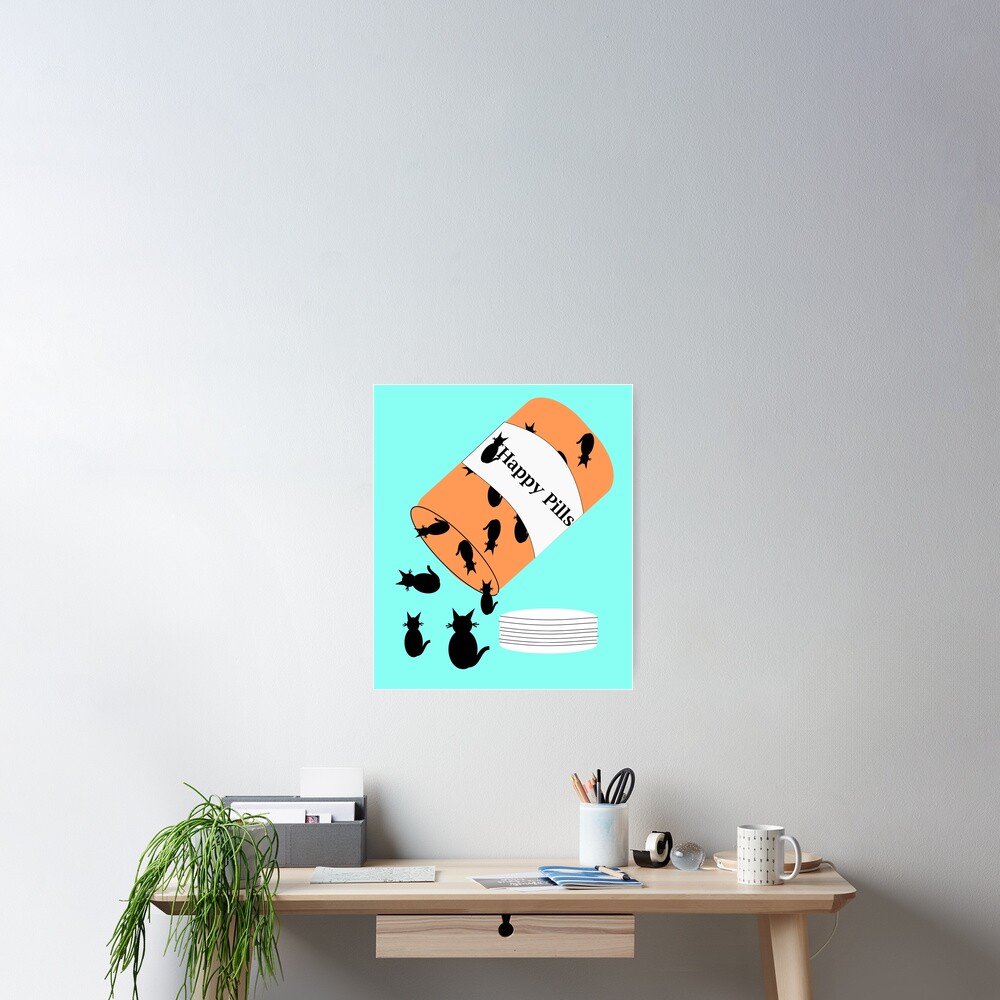 Cat Happy Pills Poster