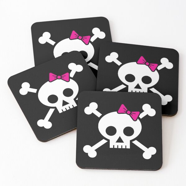 Item preview, Girl pirate skull and bones with pink ribbon hair bow designed and sold by Duukster.