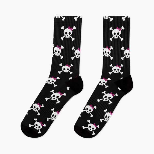 Item preview, Girl pirate skull and bones with pink ribbon hair bow designed and sold by Duukster.