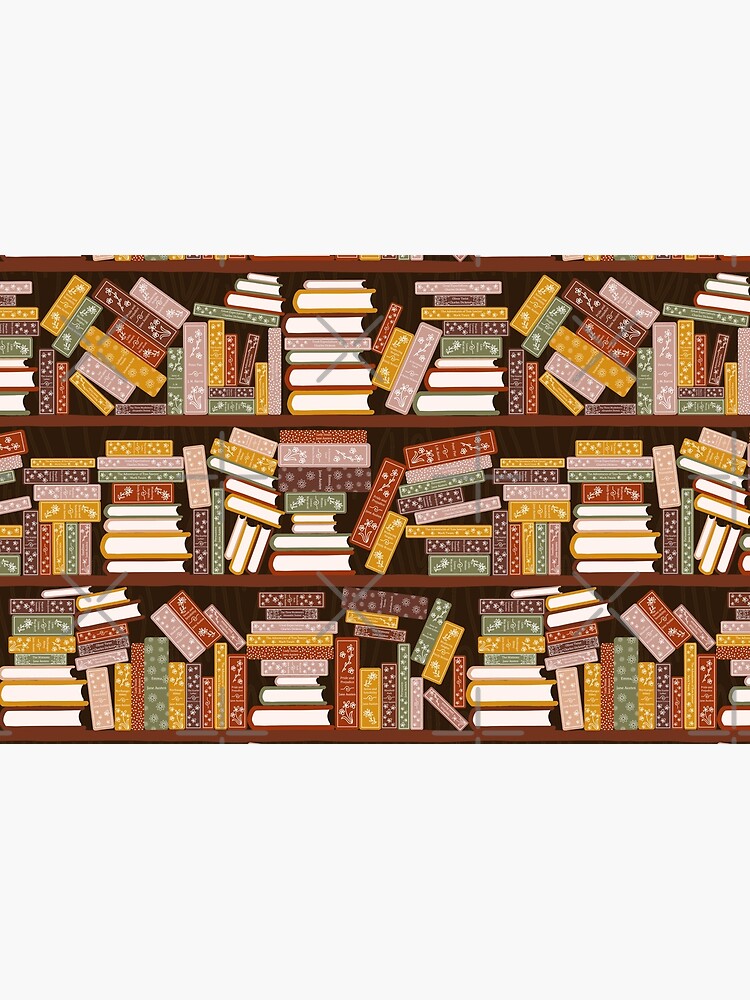 Thumbnail 4 of 4, Zipper Pouch, Bookshelf Pattern Dark designed and sold by space-kitten.