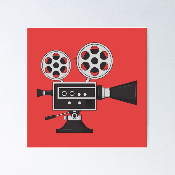 Film Strip On The Way With Silhouette Of Cinema Projector On A