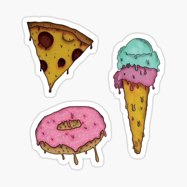 Trippy Melting Food Pack Sticker for Sale by sharpecanary