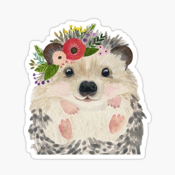 Item preview, Cute hedge hog with flowers  designed and sold by melodiruby.