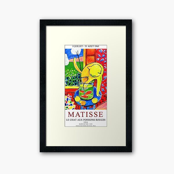 Henri Matisse, Le Chat Aux Poissons Rouges 1914 Exhibition Poster, (The Cat With Red Fishes), Artwork, Men, Women, Youth Framed Art Print