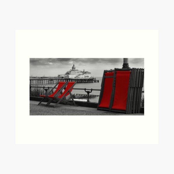 Deckchairs by the Sea Art Print