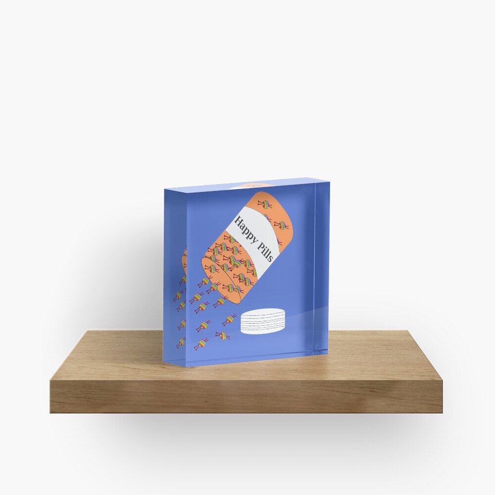 Knitting Happy Pills Acrylic Block
