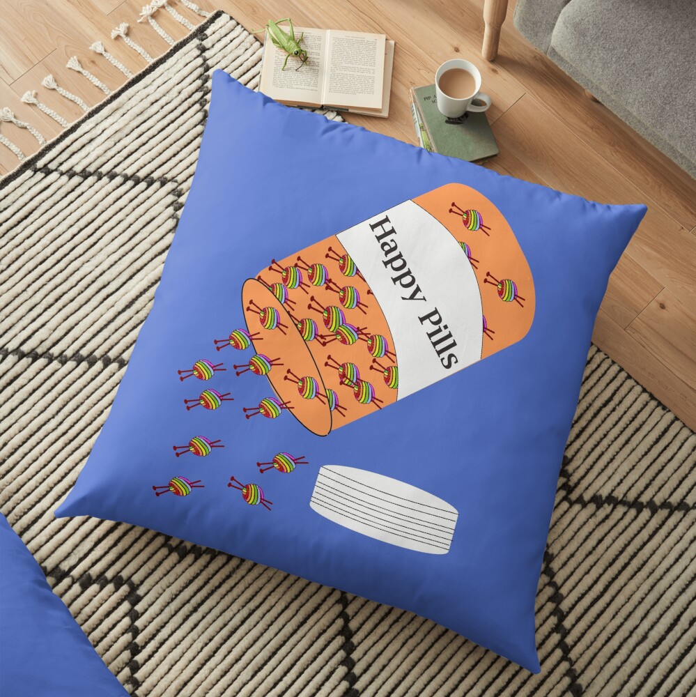 Knitting Happy Pills Floor Pillow