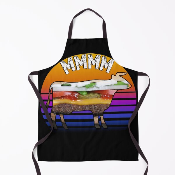 Item preview, Retro sunset Meat Eater Cow Cheeseburger MMMM designed and sold by AllLeftSides42.