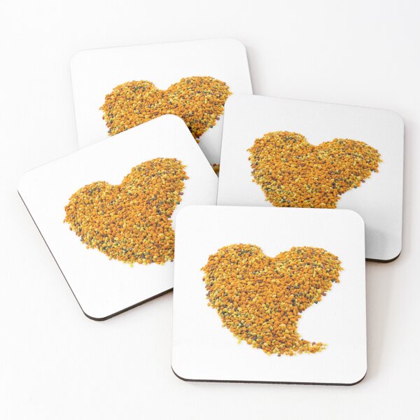 Item preview, I love natural raw honeybee photorealistic pollen grains heart shape colorful pile of nutricion superfood. designed and sold by shelfpublisher.