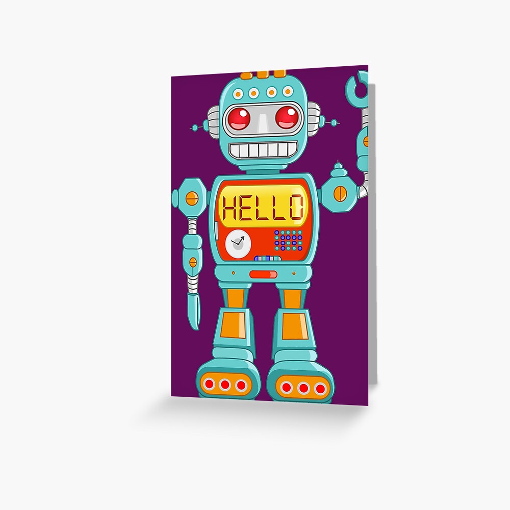 Retro Toy Robot Cool Fun Kids Blank Greeting Card With Envelope 