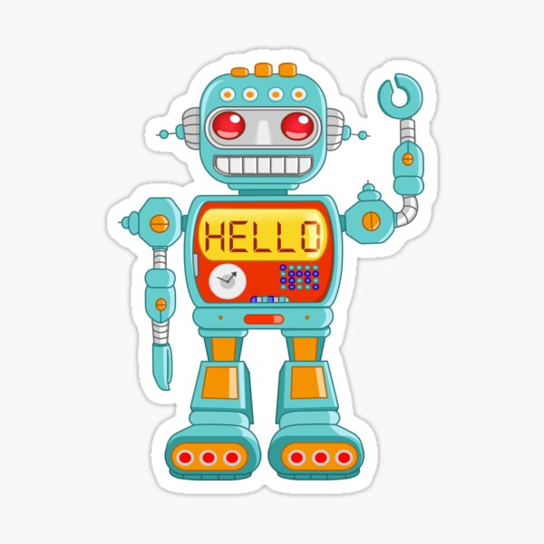 Vintage Robot Sticker for Sale by wottoart