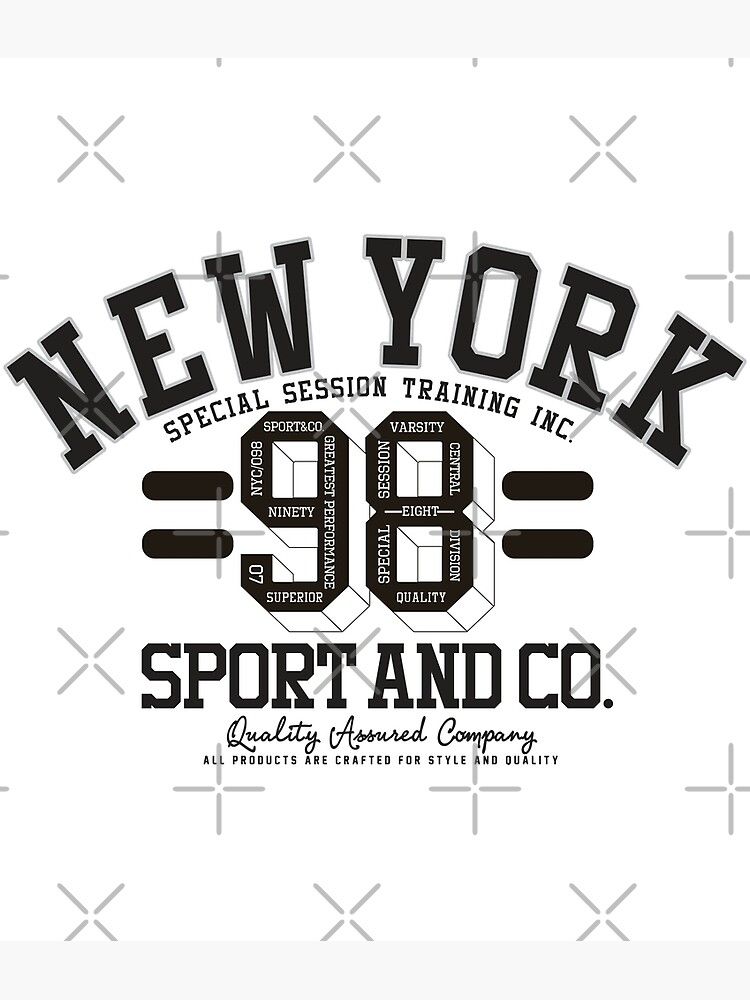 New York Varsity Style Black Text with White Outline T-Shirt