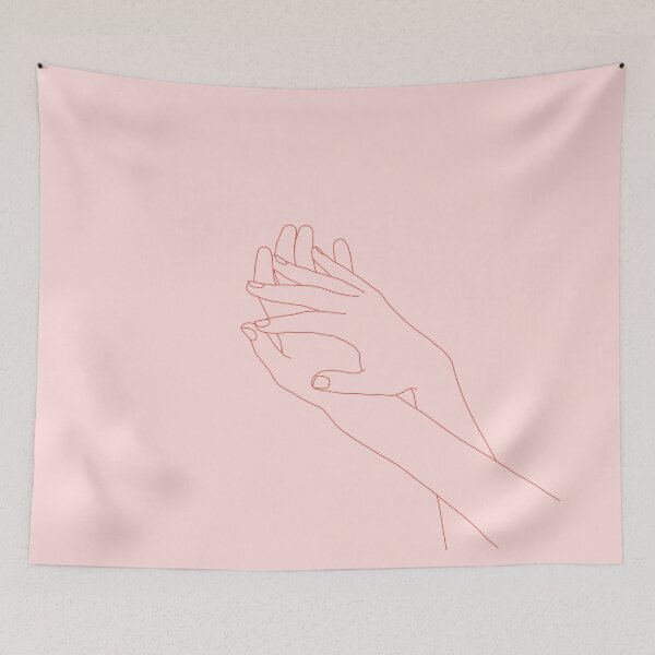 Item preview, Hands line drawing illustration - Elana Pink designed and sold by TheColourStudy.