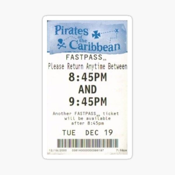 Pirates of the caribbean Fastpass Sticker