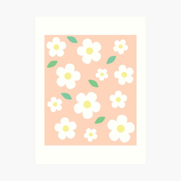 White Flower Pastel Green Kawaii Cute Cottagecore Aesthetic Art Print For Sale By Candymoondesign Redbubble