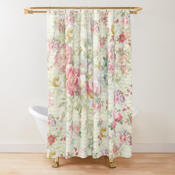 elegant vintage pink pastel floral pattern Shower Curtain