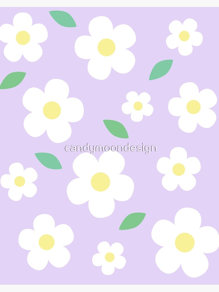 Impression rigide « Fleur Blanche Pastel Lavande Violet Kawaii Mignon  Cottagecore Esthétique », par candymoondesign | Redbubble