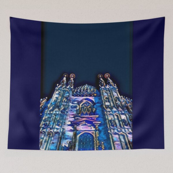 Item preview, Spain Sagrada Familia Barcelona Blue Digital art Fairy Tale Mosaic watercolor designed and sold by conceptDVS.