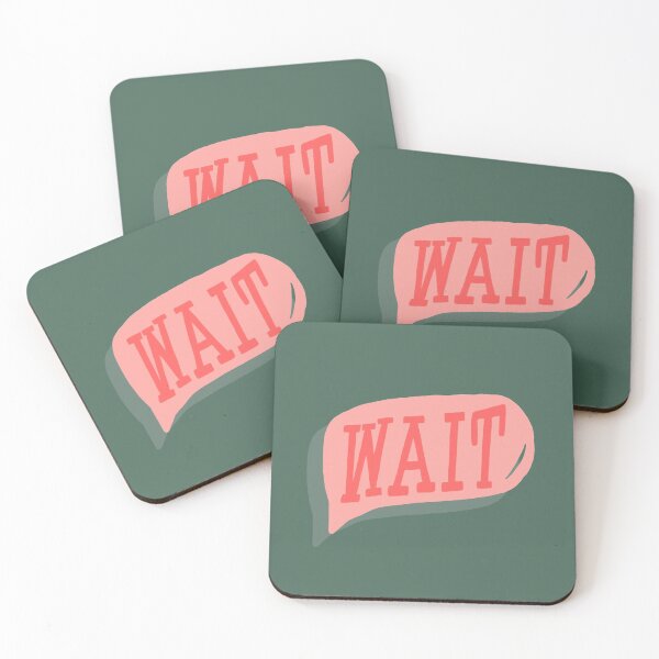 Item preview, Wait typography in peach speech bubble on Green background designed and sold by lettersbysid.