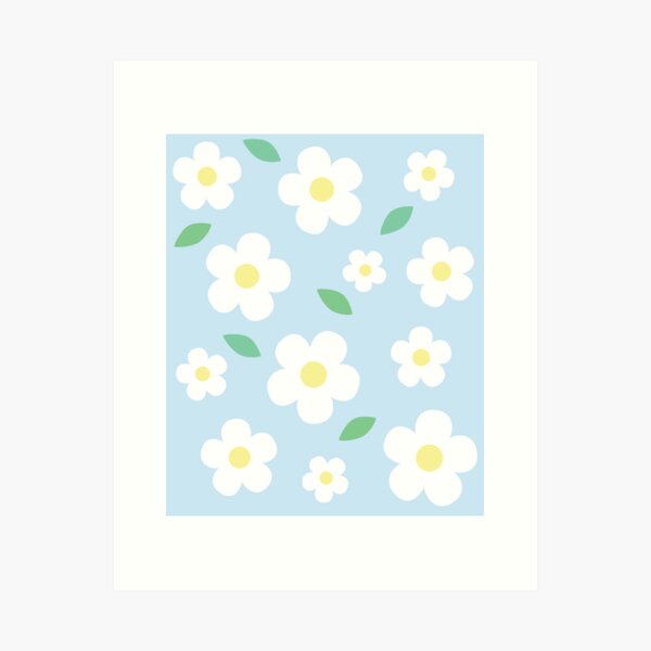 White Flower Pastel Green Kawaii Cute Cottagecore Aesthetic Art Print For Sale By Candymoondesign Redbubble