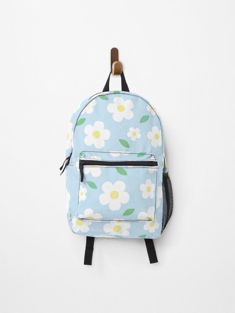 Mochila Kawaii con estampado floral, linda mochila con estampado floral,  mochila estética Cottagecore para computadora portátil, Blanco, Mochilas