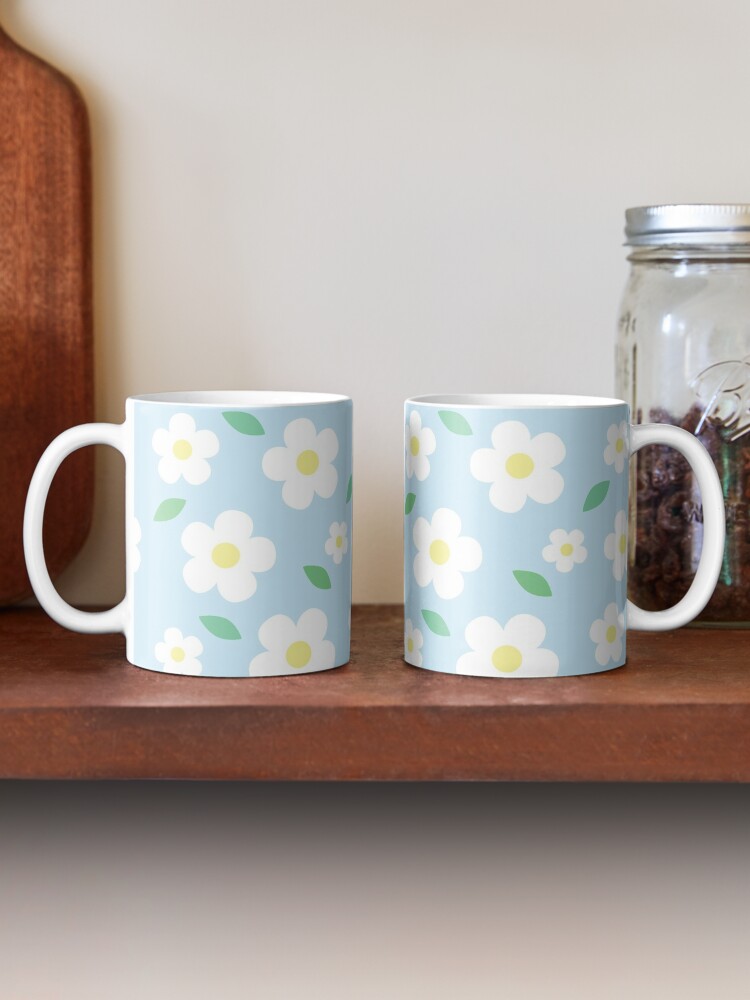 White Flower Pastel Blue Kawaii Cute Cottagecore Aesthetic Coffee Mug for  Sale by candymoondesign