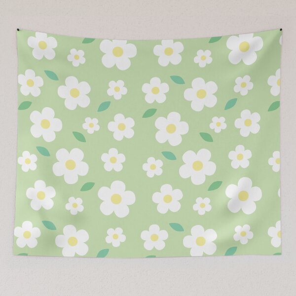 Item preview, White Flower Pastel Green Kawaii Cute Cottagecore Aesthetic designed and sold by candymoondesign.