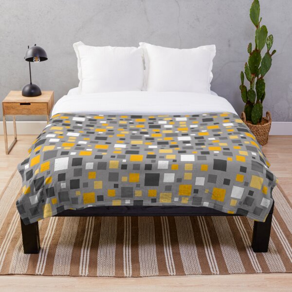 Grey Blue and Mustard Yellow Geometric