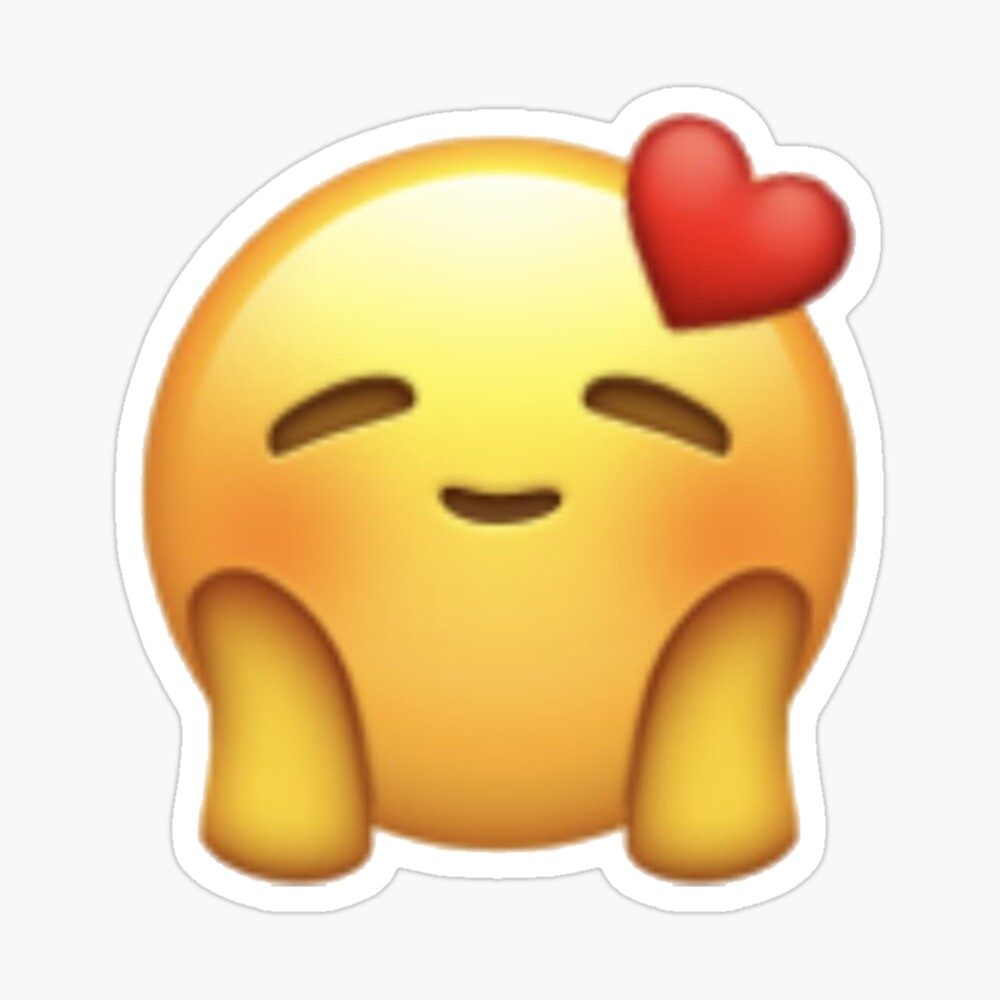 Cute blushing emoji with heart\