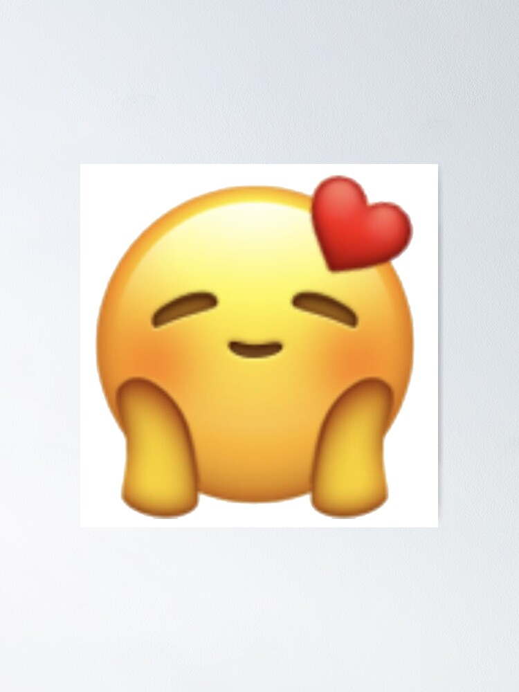 Cute Blushing Emoji With Heart Poster For Sale By Karsmultifam Redbubble 