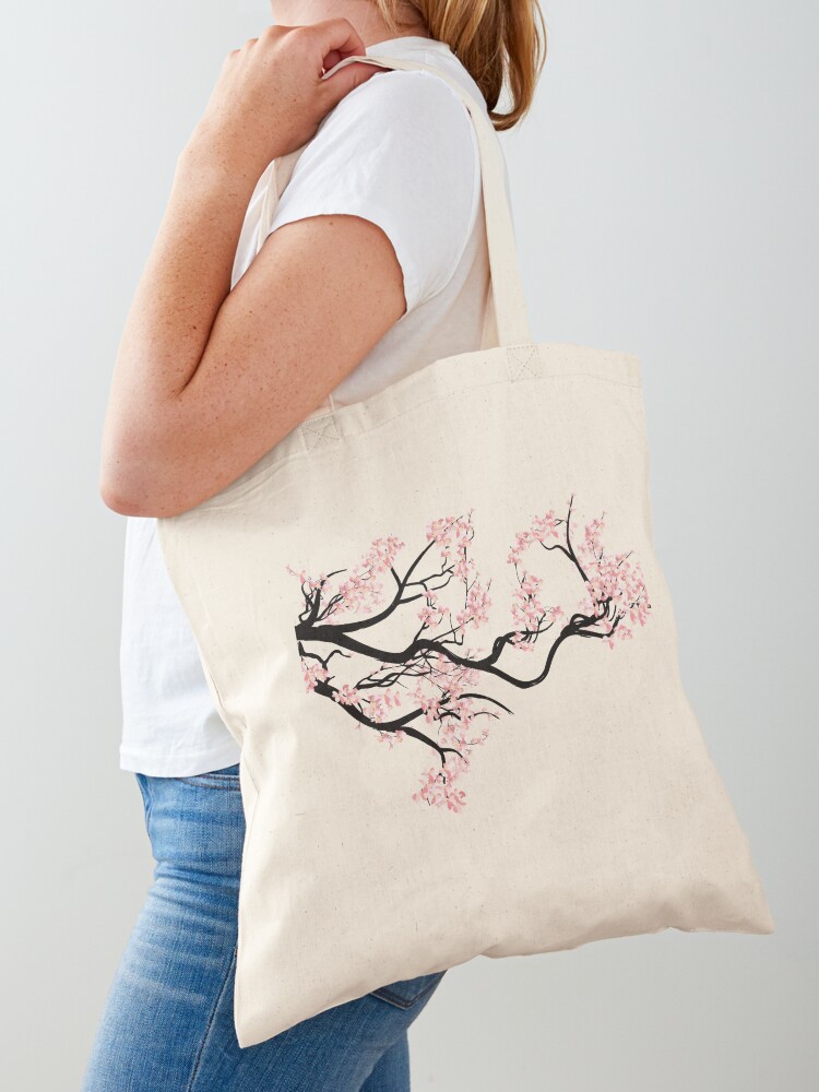 Sakura Cherry Blossom Tote Bag by Catlane 