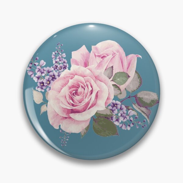 Item preview, Beautiful Vintage Pink Roses on Blue  designed and sold by PinkRainbow.