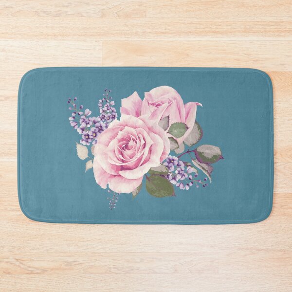 Item preview, Beautiful Vintage Pink Roses on Blue  designed and sold by PinkRainbow.