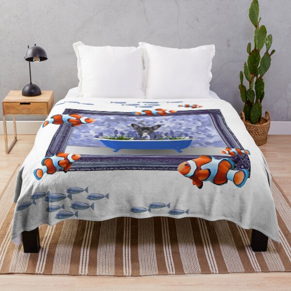 Item preview, French Bulldog bathtub hyacinths clownfish designed and sold by Move-Art.