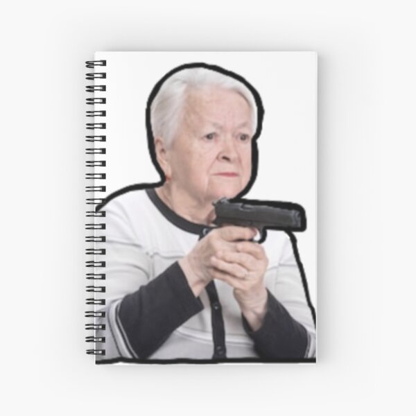 Aperçu de l'œuvre Vieille femme avec pistolet Meme créée et vendue par Kimberly Webb.