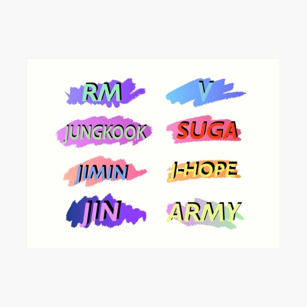 bts names art prints redbubble