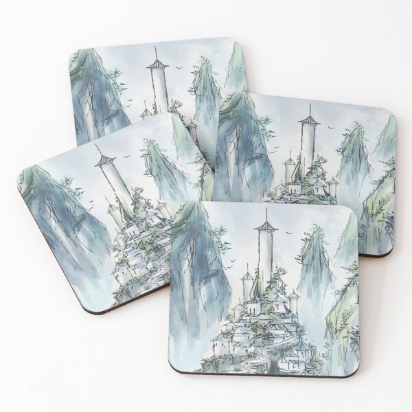 Item preview, Southern Air Temple - Ink Landscape Painting designed and sold by katanasonata.