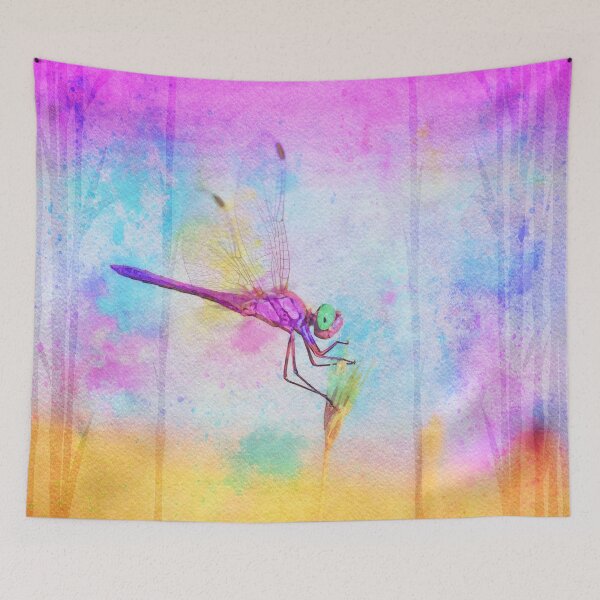 Item preview, Colorful Dragonfly Watercolor Art Painting designed and sold by DebiPhillips.