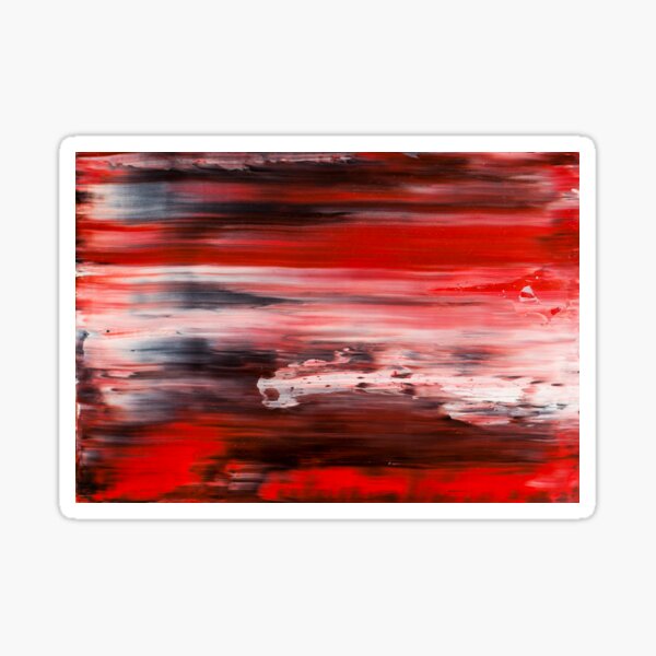 Abstraktes Kunstwerk # 2 - Schwarze, weiße, rote Wellen Sticker