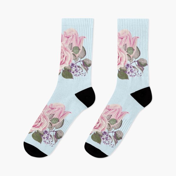 Item preview, Beautiful Vintage Pink Roses on Soft Blue  designed and sold by PinkRainbow.