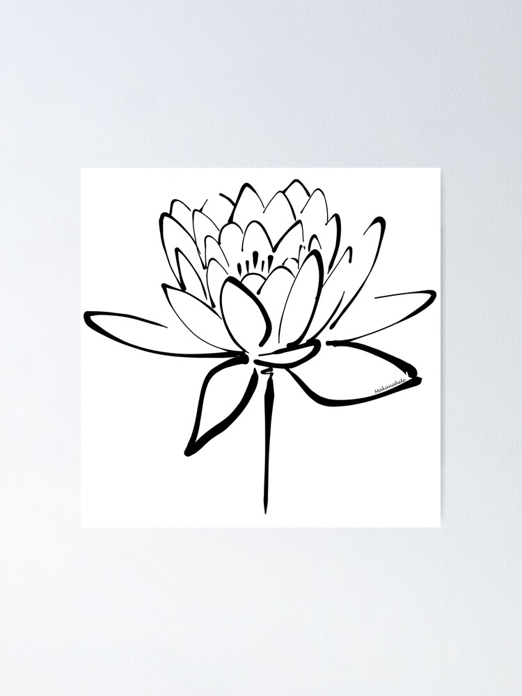 Poster Calligraphie De Fleur De Lotus Noir Par Makanahele Redbubble