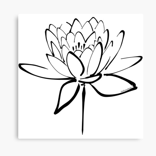 Lotus Flower Calligraphy (Black) Canvas Print