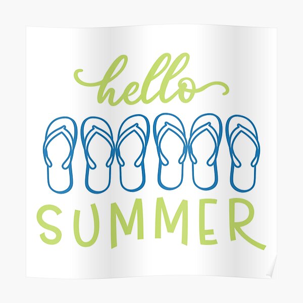 Hello Summer with Flip Flops Poster