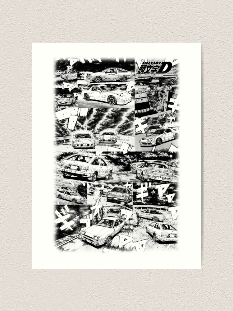 Initial D Manga Panel AE86 VS RX7 Art Board Print for Sale by