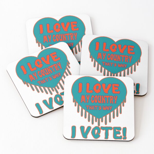 Item preview, “I LOVE MY COUNTRY THAT’S WHY I VOTE!”,  Miami Aqua & Orange designed and sold by Joanenices.