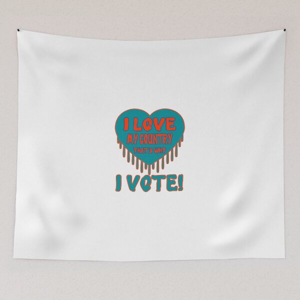 Item preview, “I LOVE MY COUNTRY THAT’S WHY I VOTE!”,  Miami Aqua & Orange designed and sold by Joanenices.