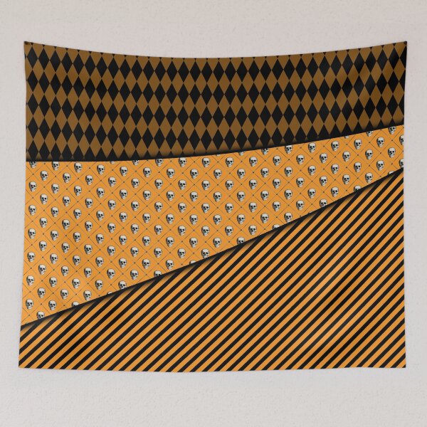 Item preview, Halloween Skull Stripe Argyle Orange and Black designed and sold by ChicagoIndigo.