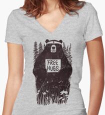 FREE HUGS Women's Fitted V-Neck T-Shirt