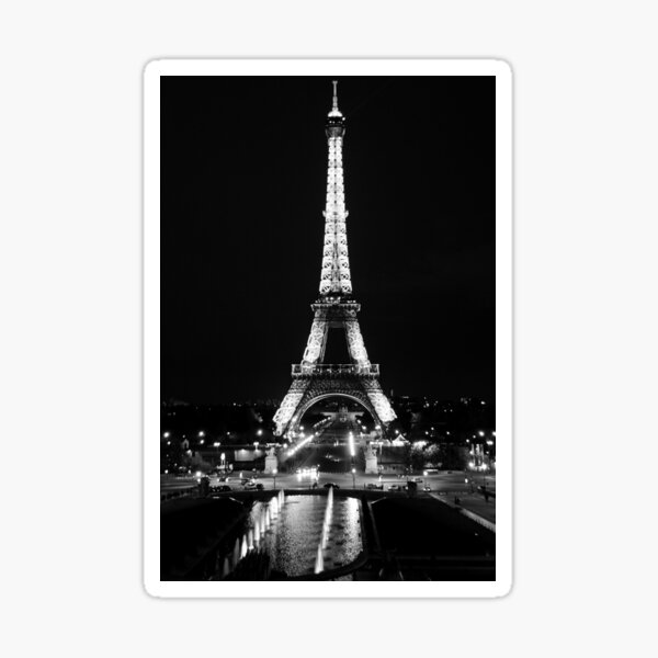 Eiffel Tower Paris at night black and white Sticker
