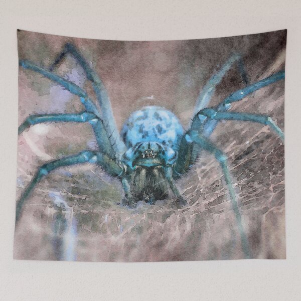 Item preview, Blue Abstract Huntsman Spider Watercolor Painting designed and sold by DebiPhillips.
